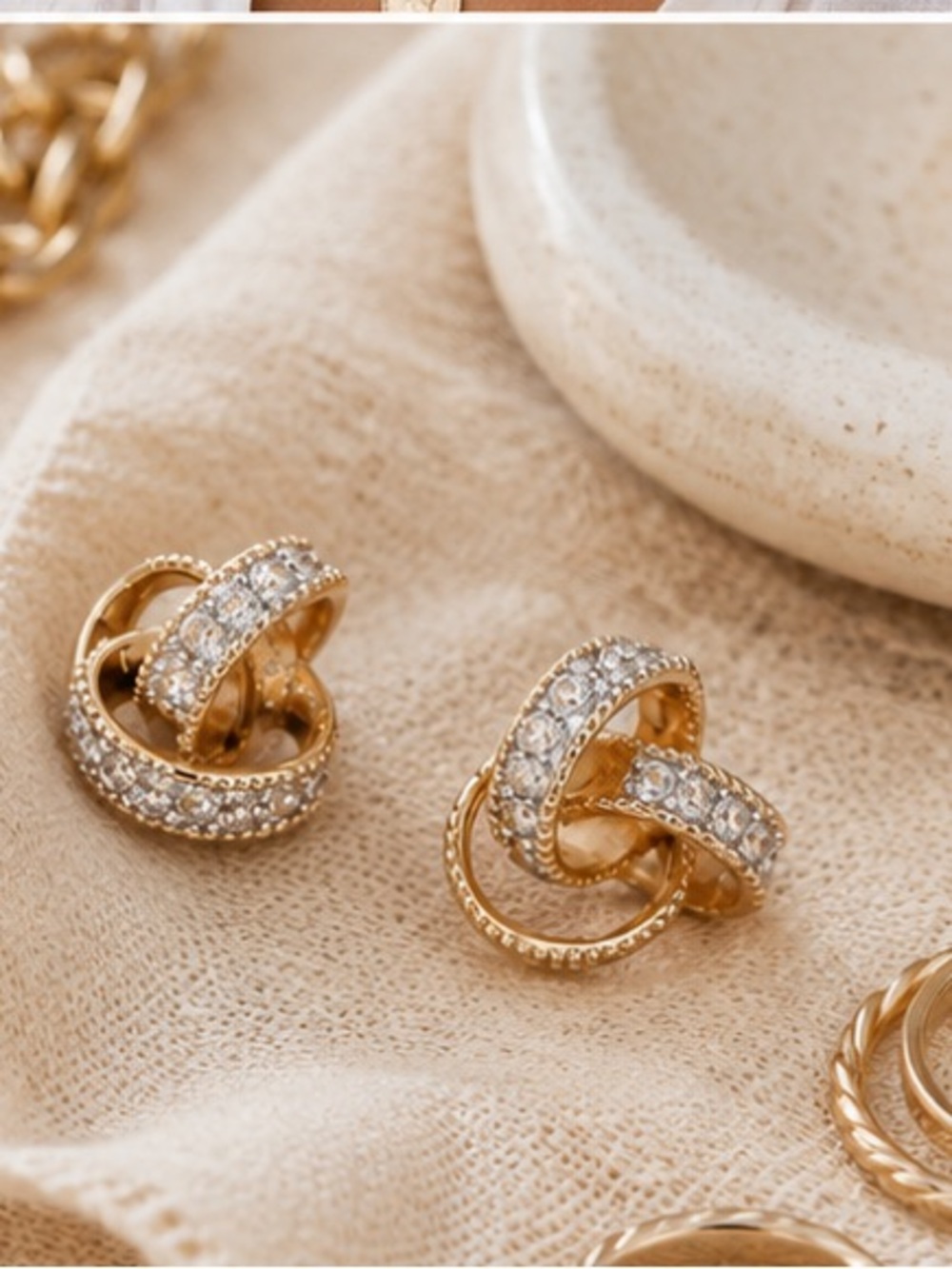 Victoria Townsend 18K Gold Over Sterling CZ Knot Stud Earrings